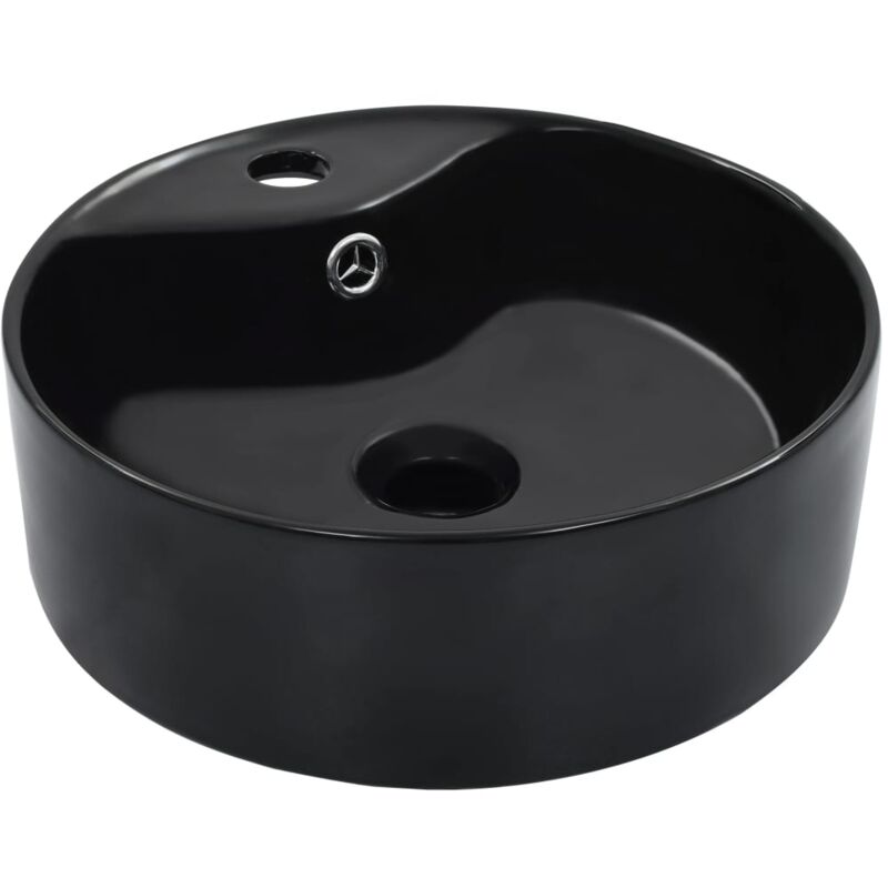 Lavabo, Lavandino con Troppopieno 36x13 cm in Ceramica Nero Vidaxl 4684