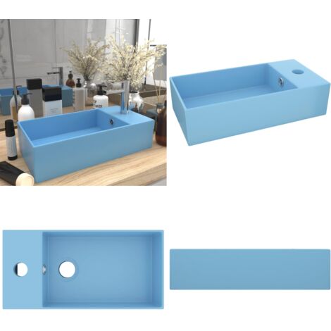 Lavandino con Troppopieno in Ceramica Azzurro - Lavabo azzurro - Lavabo con troppopieno
