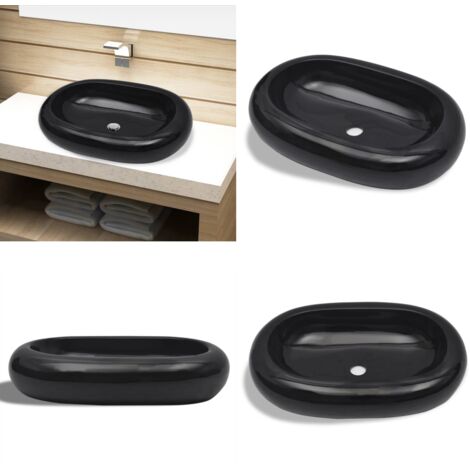 Lavandino da bagno in ceramica ovale nero - Lavandino da bagno - Lavandino nero