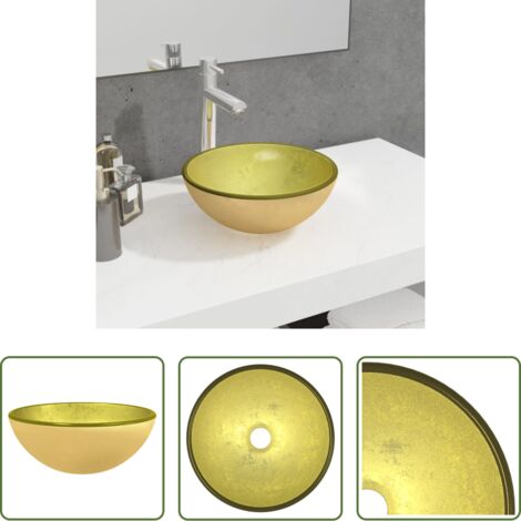 Lavandino da bagno -  Lavandino in Vetro Temperato 30x12 cm Oro