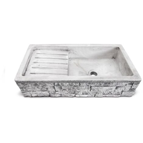 main image of "lavandino da giardino "gaeta 80" in cemento anticato colore grigio - 80x40x20 cm"