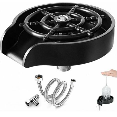 Lavandino in vetro con raccordo a T e tubo flessibile da 80 cm, lavavetri automatico, lavavetri portatile per casa, bar, caffetteria
