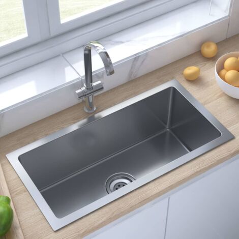 Lavandino, Lavello da Cucina Lavorato a Mano in Acciaio Inox vidaXL 30324