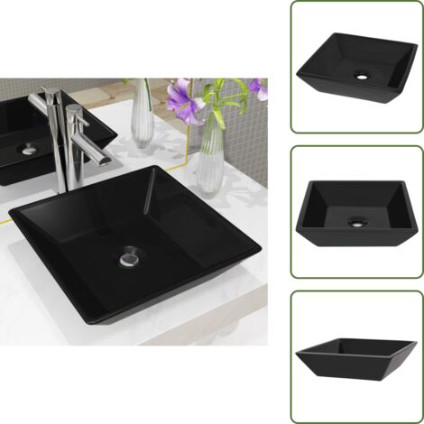 Lavandino moderno - vidaXL Lavandino Quadrato in Ceramica Nero 41,5x41,5x12 cm - Lavandino decorativo