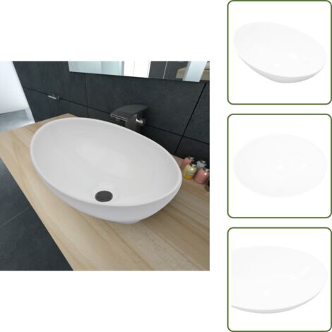 Lavandino moderno - vidaXL Lavello in Ceramica di Lusso Bianco Ovale 40 x 33 cm - Lavandino elegante