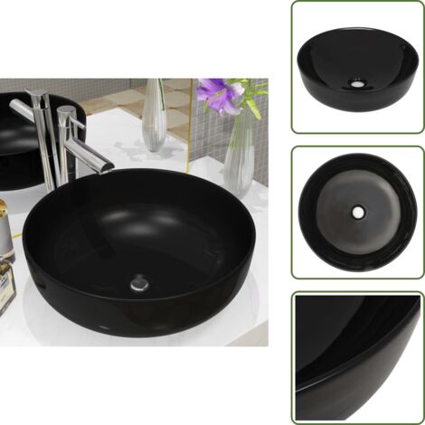 Lavandino nero - vidaXL Lavandino Tondo in Ceramica Nero 41,5x13,5 cm - Lavandino moderno