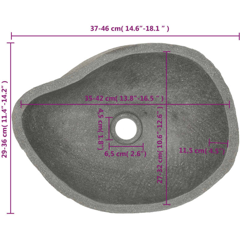 Piano Lavabo Bagno In Pietra.Lavandino Ovale In Pietra Di Fiume 38 45 Cm