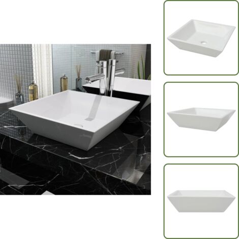 Lavandino per bagno - vidaXL Lavandino Quadrato in Ceramica Bianca 41,5x41,5x12 cm - Lavandino per toilette