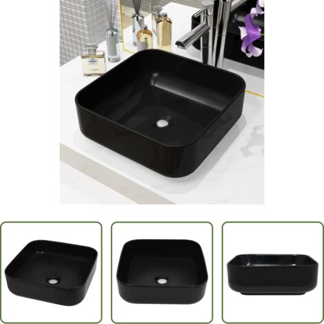 Lavandino quadrato -  Lavandino Quadrato in Ceramica Nero 38x38x13,5 cm