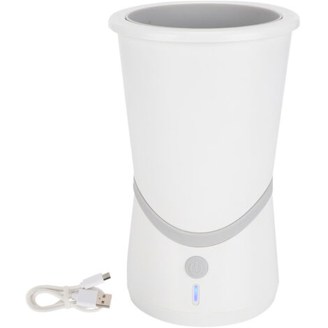Lavapatas eléctrico automático para mascotas - Recargable por USB, bandeja extraíble, cepillo de silicona suave - Limpieza profunda de las patas (10,1 cm, gris)