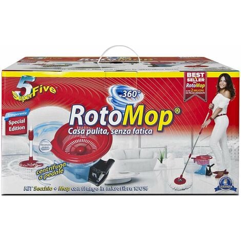 Rotomop secchio lavapavimenti professionale 4 mop mocio ricambio manico