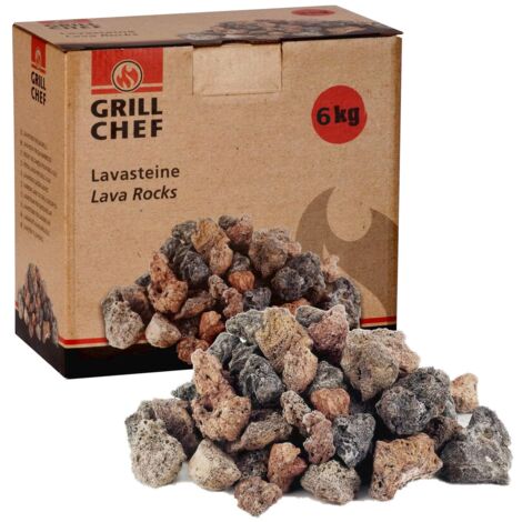 Lavasteine 6kg zum Grillen Nachfüllpackung für Lavastein-Gasgrills  Für Gasgrill, Backofen und Elektrogrill geeignet -  Naturstein als Grillzubehör