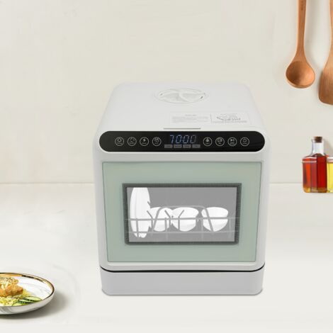 Lavastoviglie mini, lavastoviglie da tavolo, 6 programmi, asciugatura automatica, usabile con o senza collegamento acqua, necessita 5 litri acqua, autonomo per ufficio, campeggio, camper