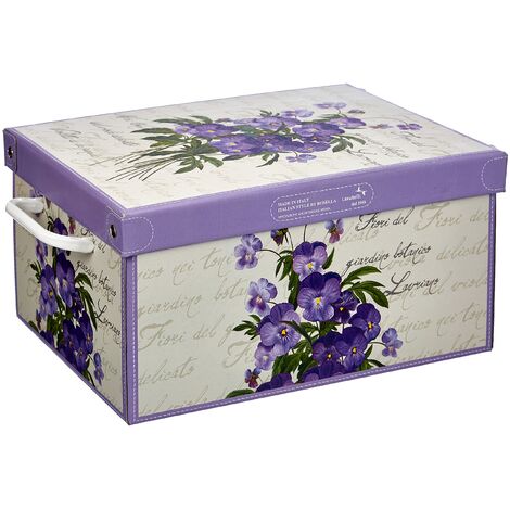 Lavatelli Scatola per armadio in cartone, con coperchio, profumo di Violette, organizer per vestiti e biancheria, per cambio stagione o per confezione regalo, Piccola, 25x35x17,5 cm