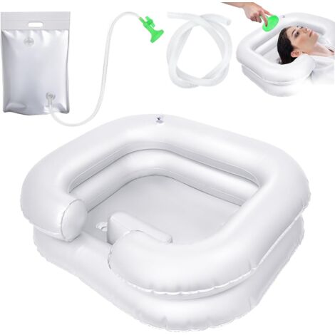 Lavatesta gonfiabile per la casa, lavatesta per parrucchiere per la casa, lavatesta gonfiabile portatile da comodino con soffione e sacca d'acqua, adatto a persone in sedia a rotelle, donne incinte, a