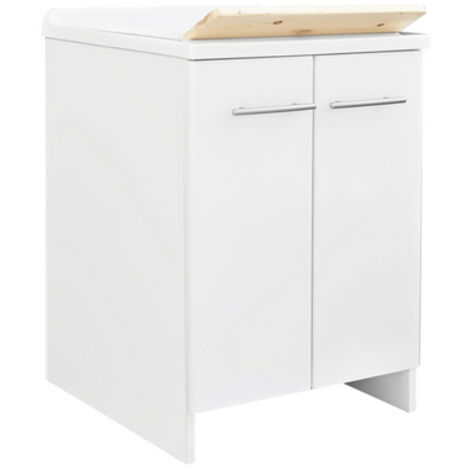 Lavatoio 60 x 50 cm bianco con mobile con cesto estraibile