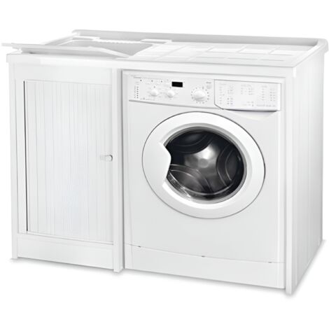 Lavatoio a serranda in Pvc Bianco 105x60 con vasca portalavatrice in resina SX