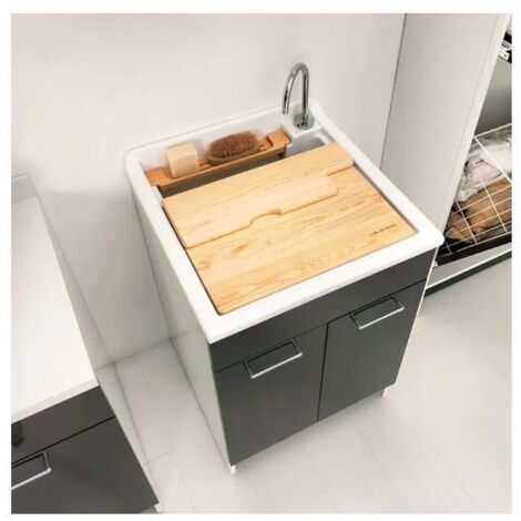 Lavatoio Colavene Swash 2 Ante con Contenitore e Asse Lavapanni 60x60x86 Antracite - 24030H