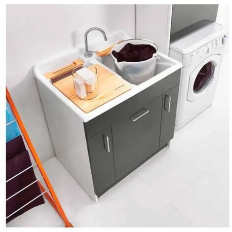 Lavatoio Colavene Twist con Cesto e Asse Lavapanni 80x60x87 Antracite - 24080H