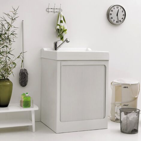 Lavatoio in Abs Bianco con box per lavatrice e vasca in resina 73x68 cm