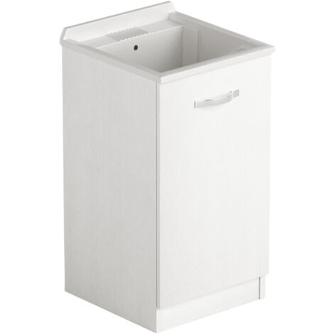 Lavatoio in legno 47x50 con anta colore bianco frassinato