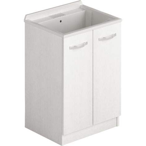 Lavatoio in legno 61x50 due ante colore bianco frassinato