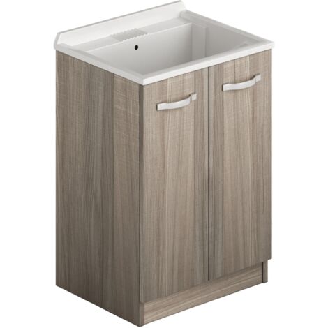 Lavatoio in legno 61x50 due ante colore olmo