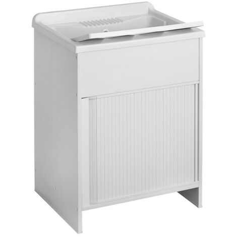 Lavatoio per esterni 45 x 50 con mobile in plastica e apertura a serrandina
