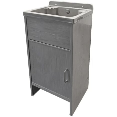 Lavatoio salvaspazio 42x34 cm in plastica grigia con vasca e scarico