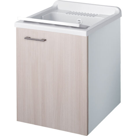 Lavatoio SOSPESO legno 1 anta interno 45x50 (H.85) vasca asse in PP OLMO