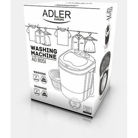 Lavatrice Portatile Adler AD 8051 con Centrifuga, Capacit� 3 kg, Lavaggio Rapido di 15 Minuti, Design Compatto e Leggero, Colore Blu e Bianco