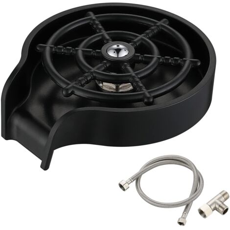 Lavavasos para fregadero de cocina, accesorios para fregadero de cocina, limpieza a alta presión de 360°, ABS + acero inoxidable, negro, independiente.