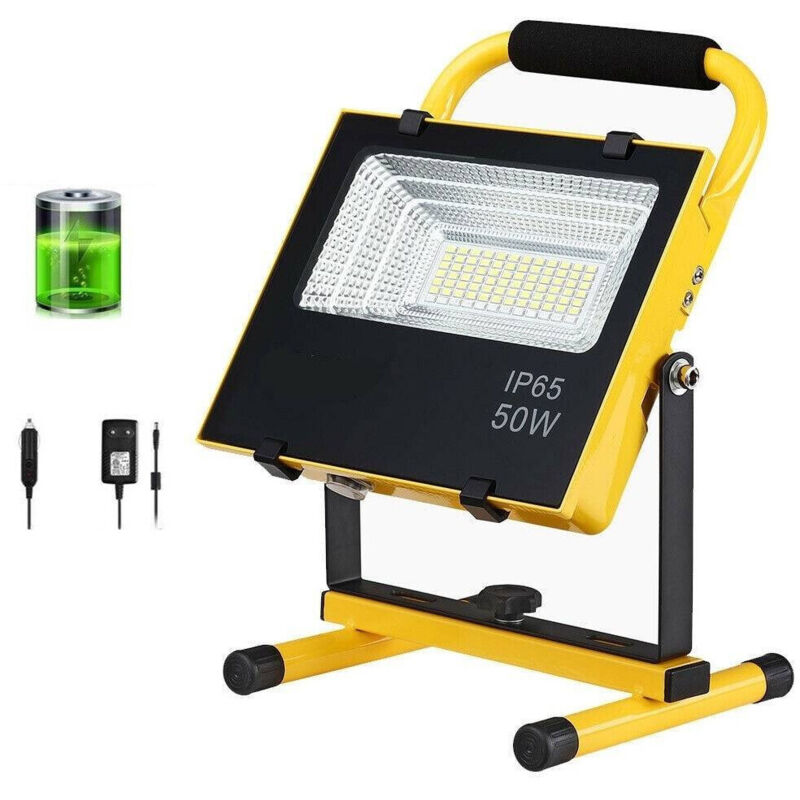 Trade Shop - Lampada Faro Led Lavoro Portatile Torcia 50w Batteria Litio Luce Emergenza 2500l -