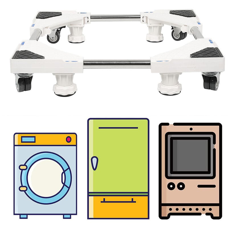 Skecten - Lave Linge, 47cm-69cm Base de Machine à Laver Réglable Support Charge 150 kg Réduction du Bruit Effet Avec pour Réfrigérateur/Machine à