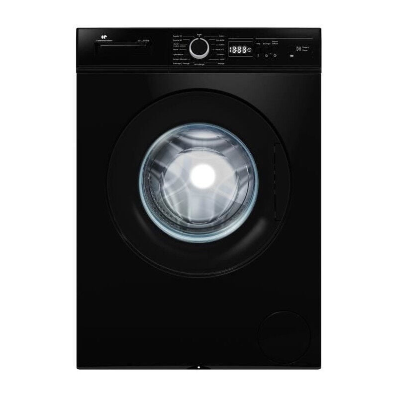 Continental Edison - Lave-linge hublot CELL7140IB - 7kg - Largeur 59,6 cm - Classe a - 1400 trs/min - moteur induction - noir mat
