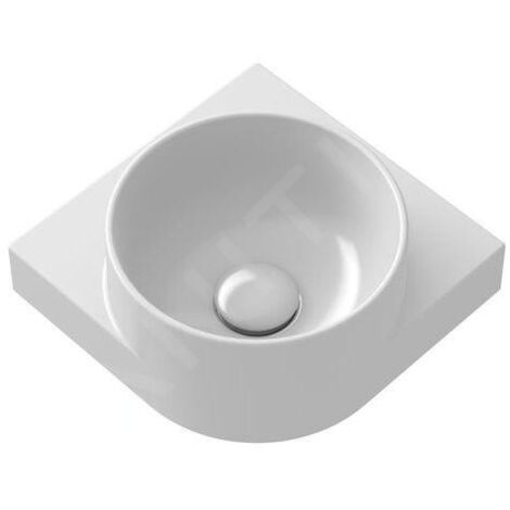 Lave-main d'angle 28x28 cm en céramique – Sans trop-plein – 1 trou pour robinet – Installation sur console – XJX01228000 – Ravak