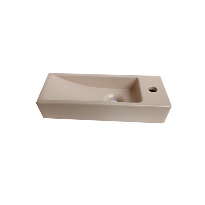 Rue Du Bain - Lave main Rectangle droite Céramique Beige 38x15 cm - Minimalist