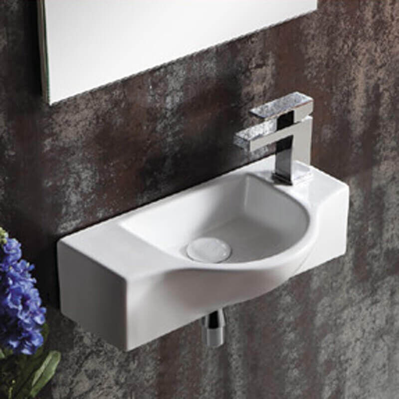 Rue Du Bain - Lave Main Rectangulaire Sans trop Plein - Céramique - 45x25 cm - Arum