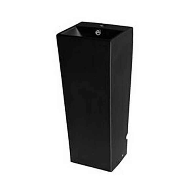 Rue Du Bain - Lave Main Totem Carré - Céramique Noir - 33x84 cm - Line