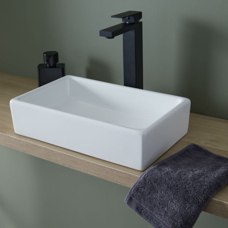 Planetebain - Lave mains à poser Line r en céramique blanc