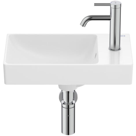 Lave-mains compact en fineceramic "Ona" avec jeu de fixations 450 x 260 mm - blanc mat - Roca