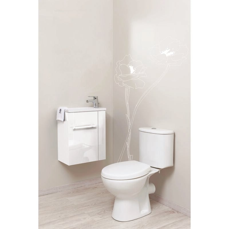 Ondee - Lave-mains compact sam - 40cm - Blanc - Laqué - Livré en kit