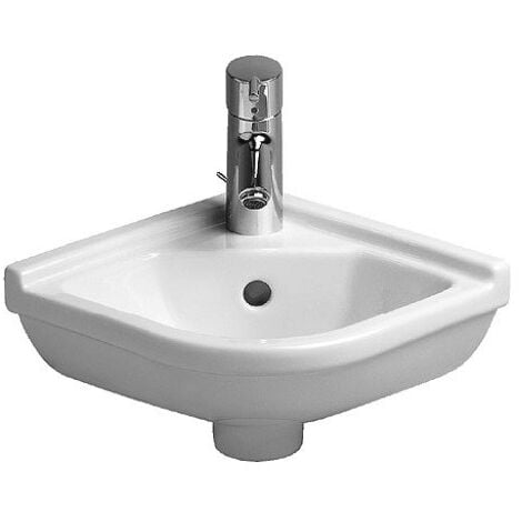 Duravit lave-mains d'angle Starck 3 44cm, avec trop-plein, 1 trou pour robinet, Coloris: Blanc avec Wondergliss - 07524400001