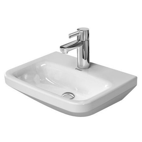 Lave-mains Duravit DURASTYLE sans trop pleinavec plage de robinettrie 450x335mm 1 trou de robinetterie blanc