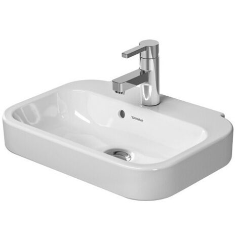 Lave-mains Duravit HAPPY D.2avec trop plein plage de robinettrie 500x360mm 1 trou de robinetterie blanc