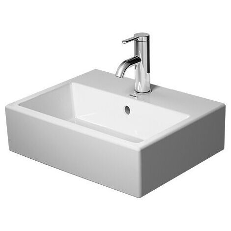 Lave-mains Duravit VERO AIRavec trop plein plage de robinettrie 450x350mm sans trou de robinetterie blanc