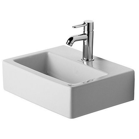 Lave-mains Duravit VERO MED sans trop pleinavec plage de robinettrie 450x350mm 1 trou de robinetterie blanc