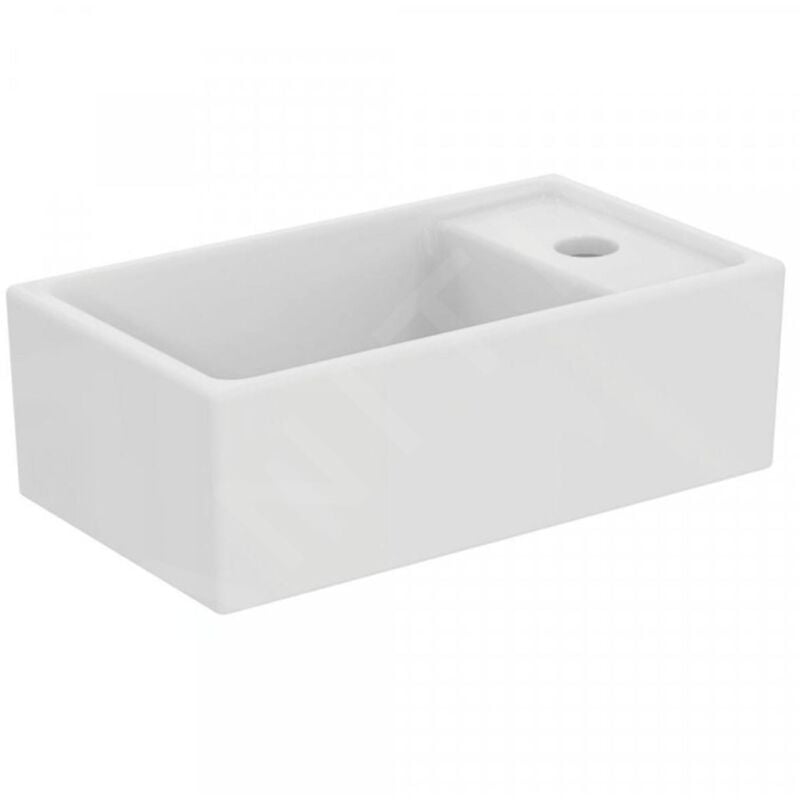 Tempo - Lave-mains 370x210 mm, sans trop-plein, 1 trou de robinetterie à droite, blanc E211201 - Ideal Standard