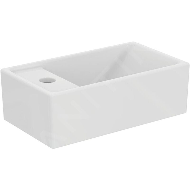 Tempo - Lave-mains 370x210 mm, sans trop-plein, 1 trou de robinetterie à gauche, blanc E211301 - Ideal Standard