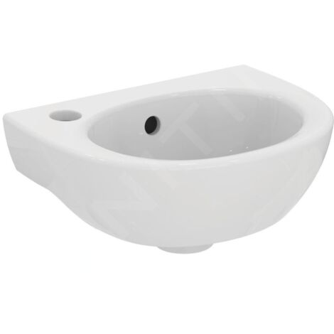 Lave-mains EUROVIT trou pour robinet à gauche, avec trop-plein, 350 x 260 blanc IDEAL STANDARD